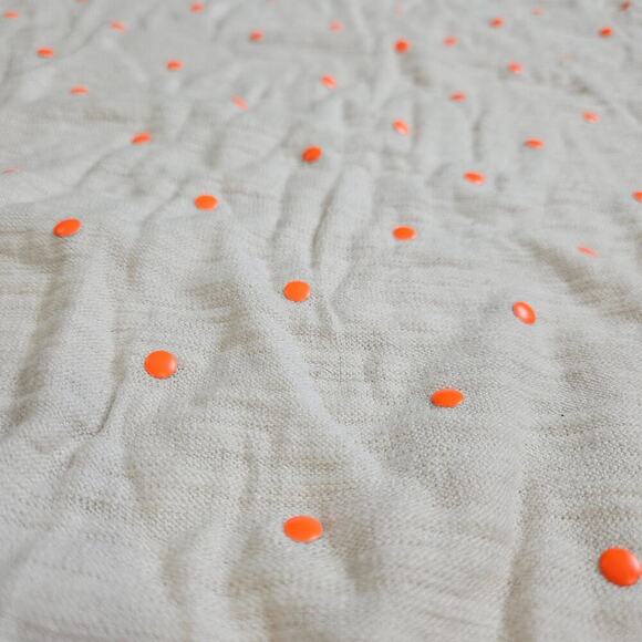 Express Cream Orange Polka Dot Large Lightweight Sweater Crewneck - Picture 3 of 8